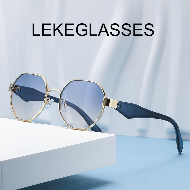 Polygon Metal Sunglasses with UV Protection