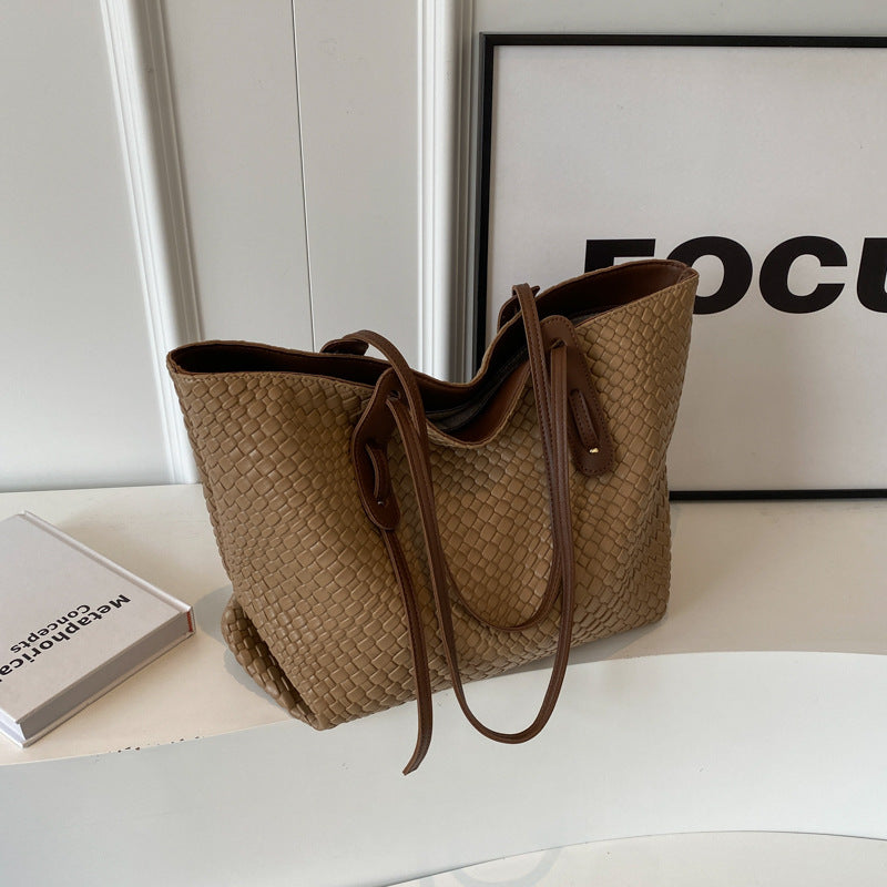 Woven Shoulder Tote Bag