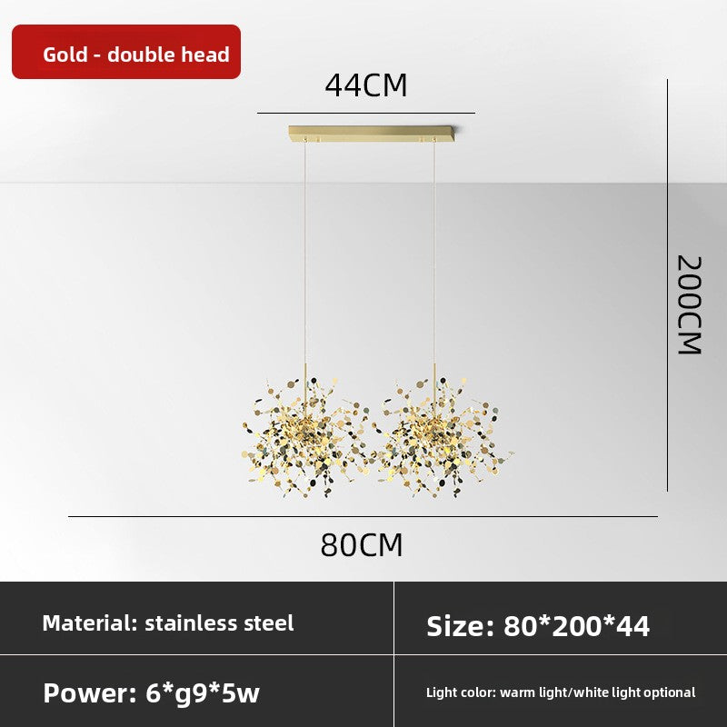 Stainless Steel Decorative Pendant Light Luxury Nordic Chandelier for Living Room Restaurant