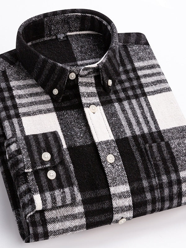 Mens Brushed Plaid Long Sleeve Shirt