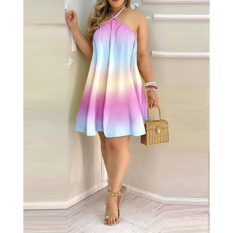 Floral Print Halter Neck Summer Dress