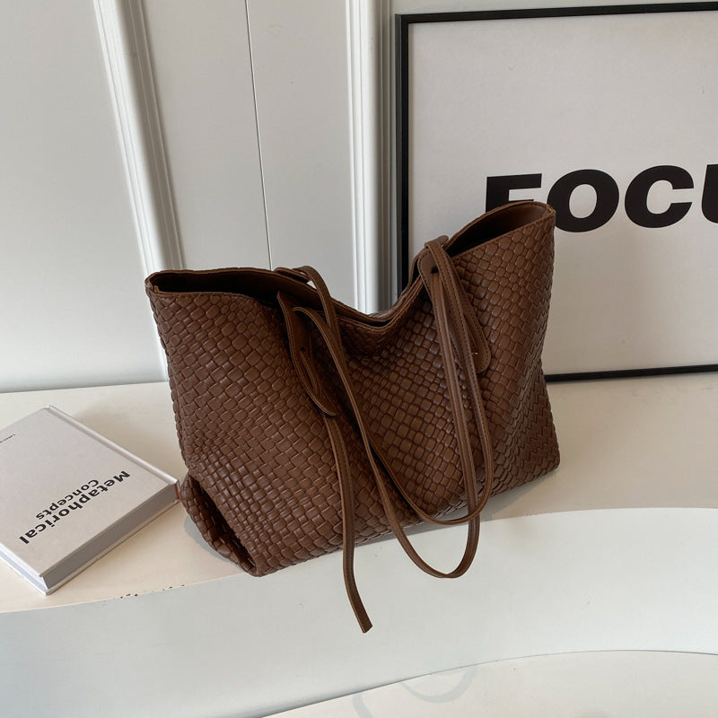 Woven Shoulder Tote Bag