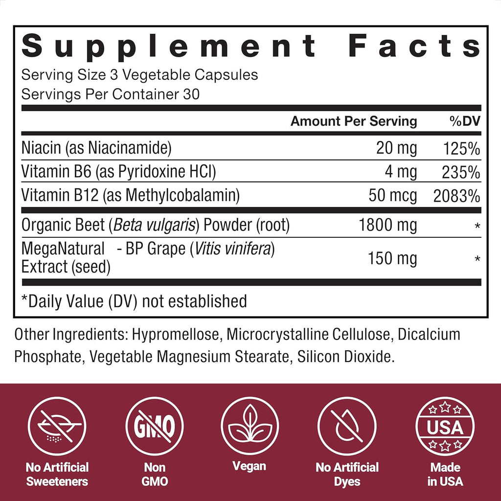Nitric oxide beetroot capsules