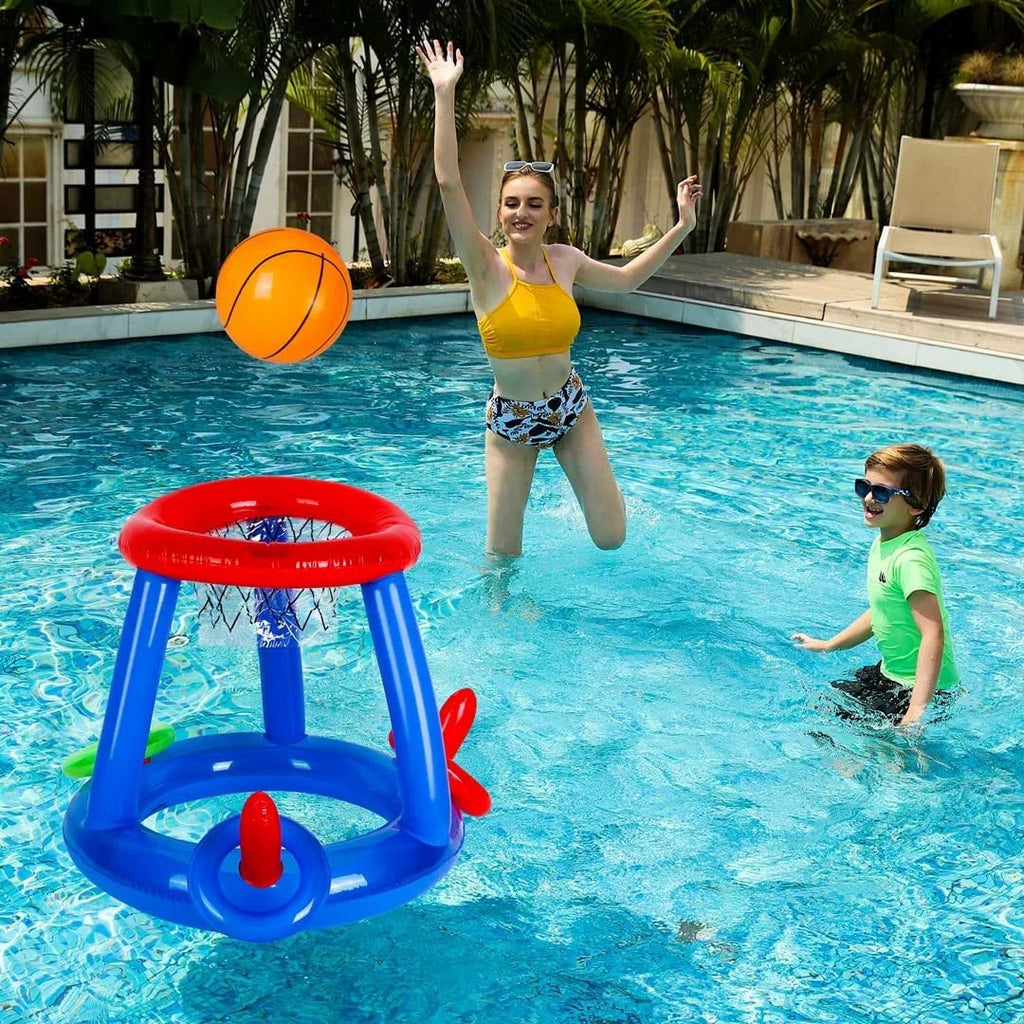 Thickened PVC Inflatable Basketball Stand and Ring Toss Game Set