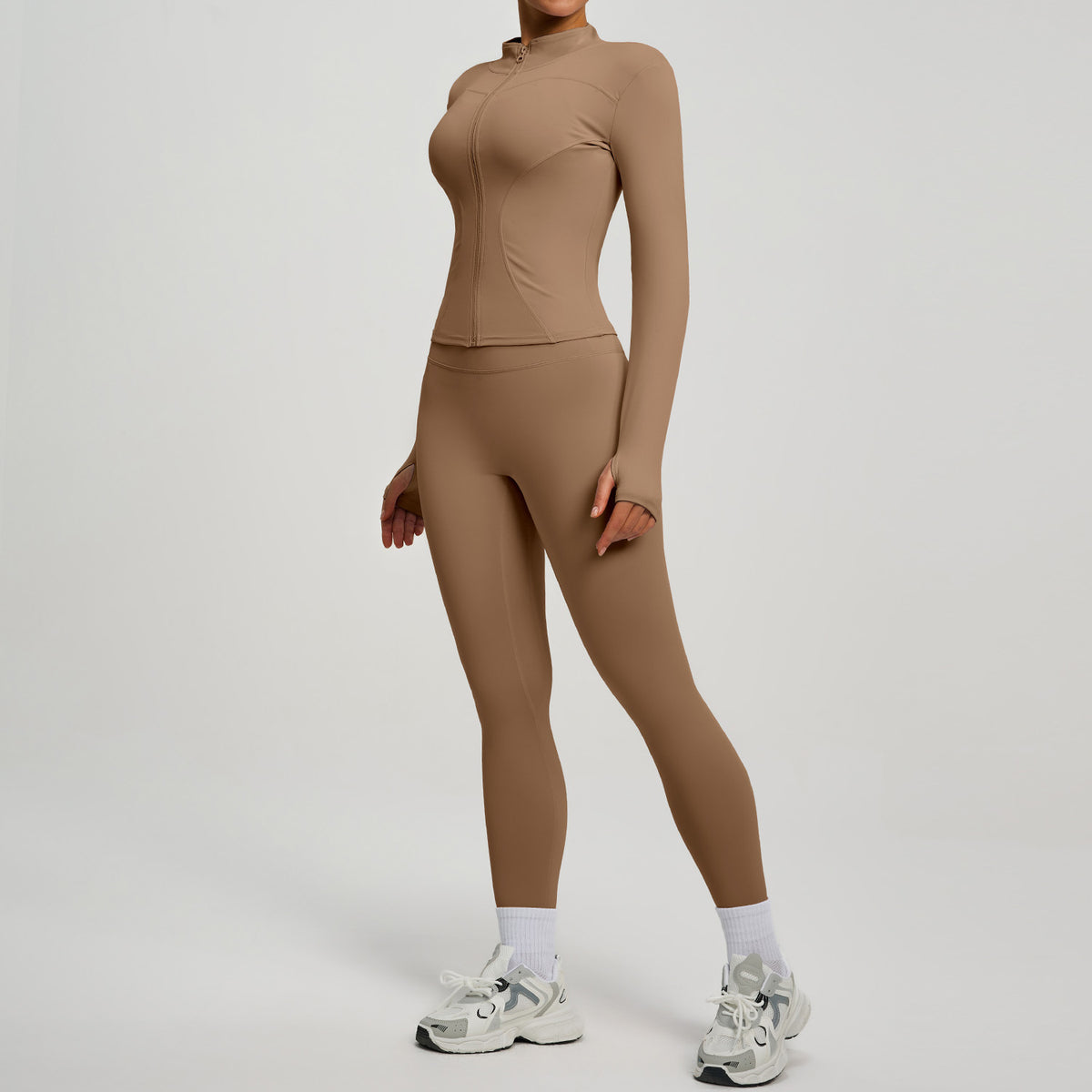 Lady's high-waisted yoga workout outfit