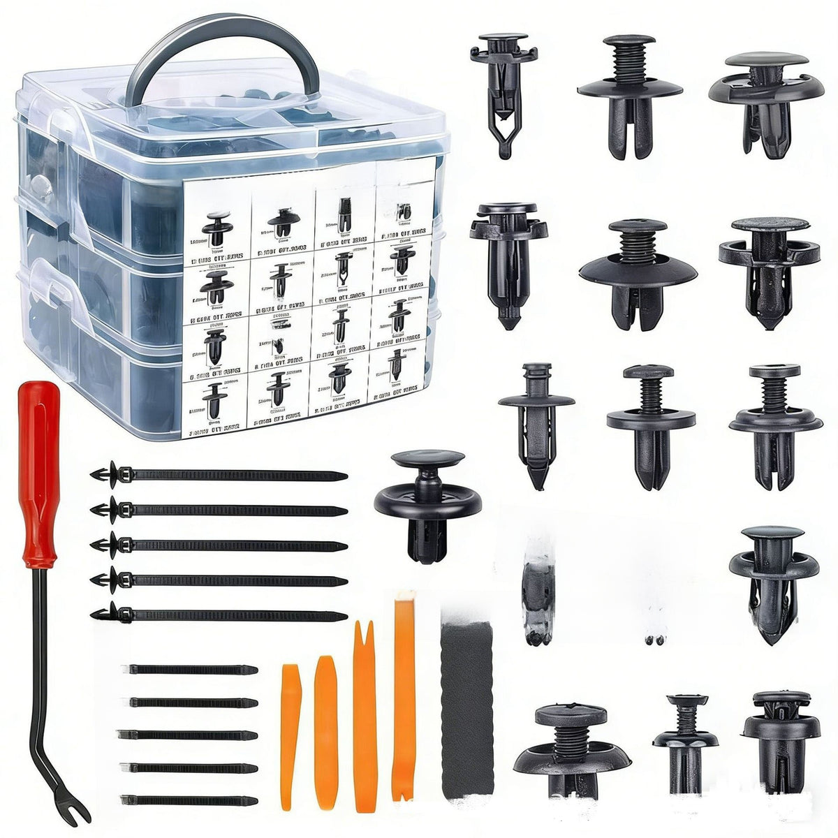 Automotive Plastic Fastener Clips with Pry Tools