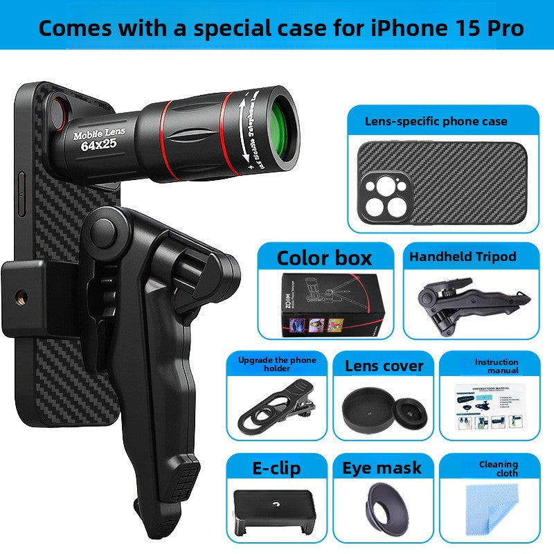 64x Telephoto Lens with Anti-Shake Bracket for Smartphones