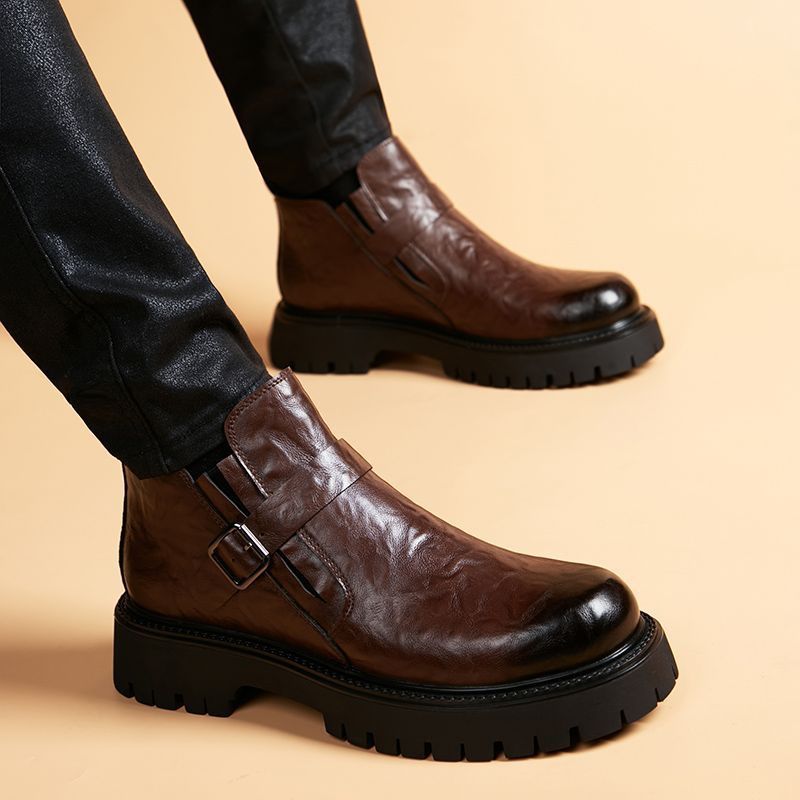 Men's mid-calf thick-soled height-increasing work boots