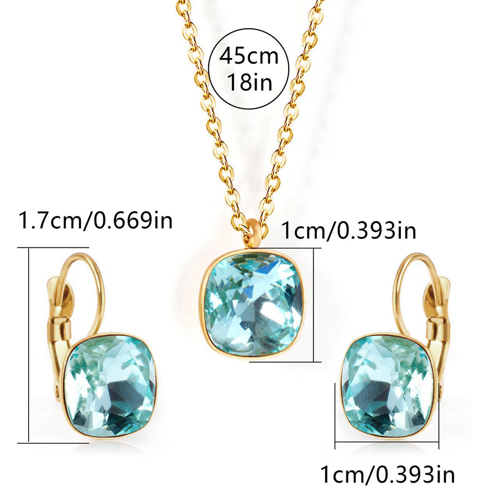 Square Zircon Jewelry with Gold Plated Finish