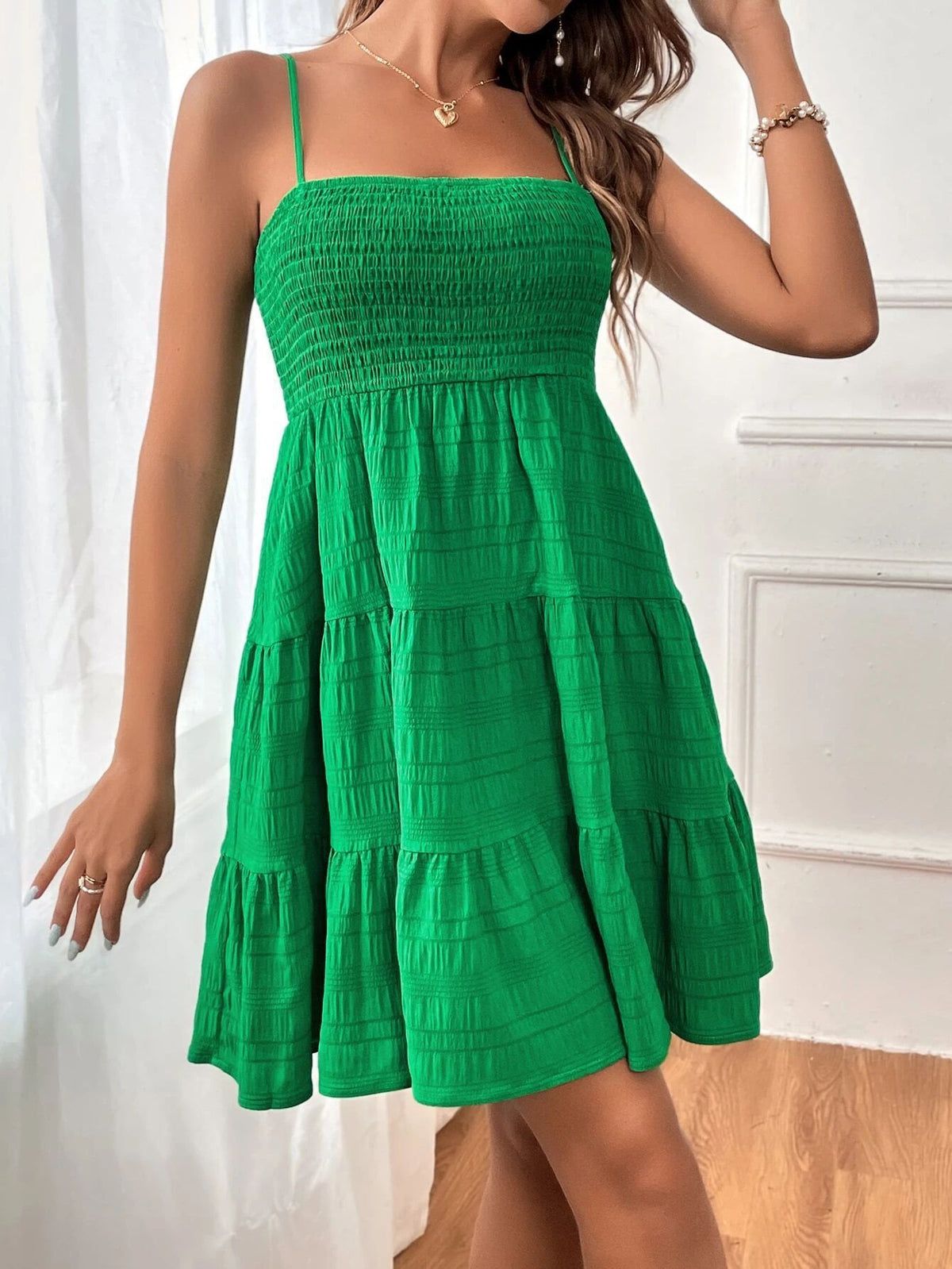 Off-Shoulder Textured A-Line Dress