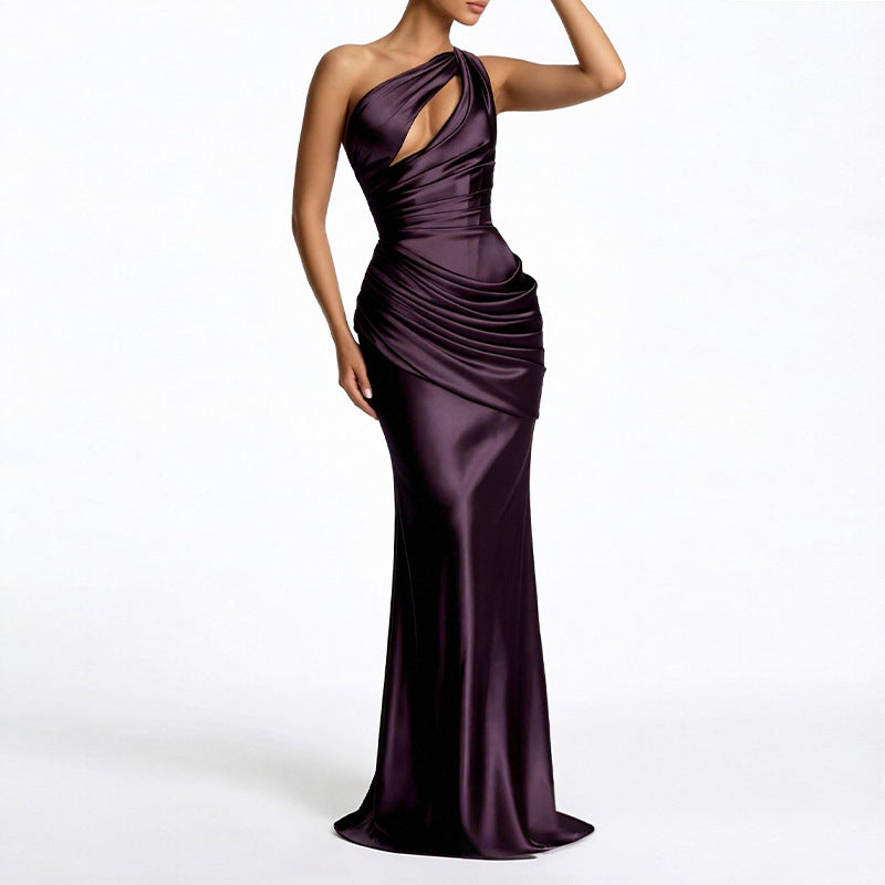 Elegant Solid Color Halter Neck Dress