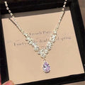 Zircon water-drop pendant with collar chain for the neck