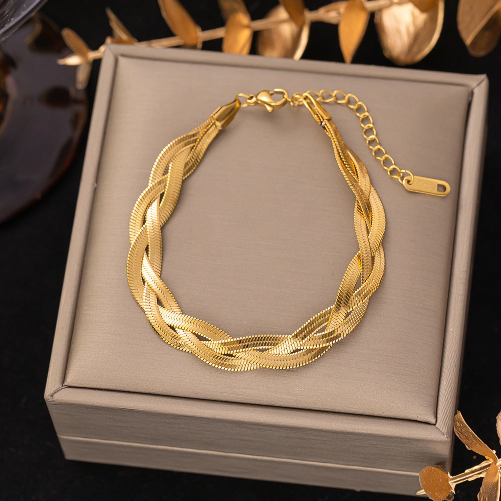 Women's Titanium Steel Inlaid Charm Bracelet Versatile Fashion Jewelry