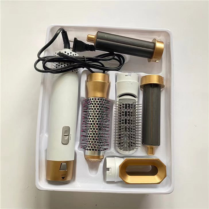 Five-in-one hot blowing comb automatic ironing coil straightening plate hair suction stick