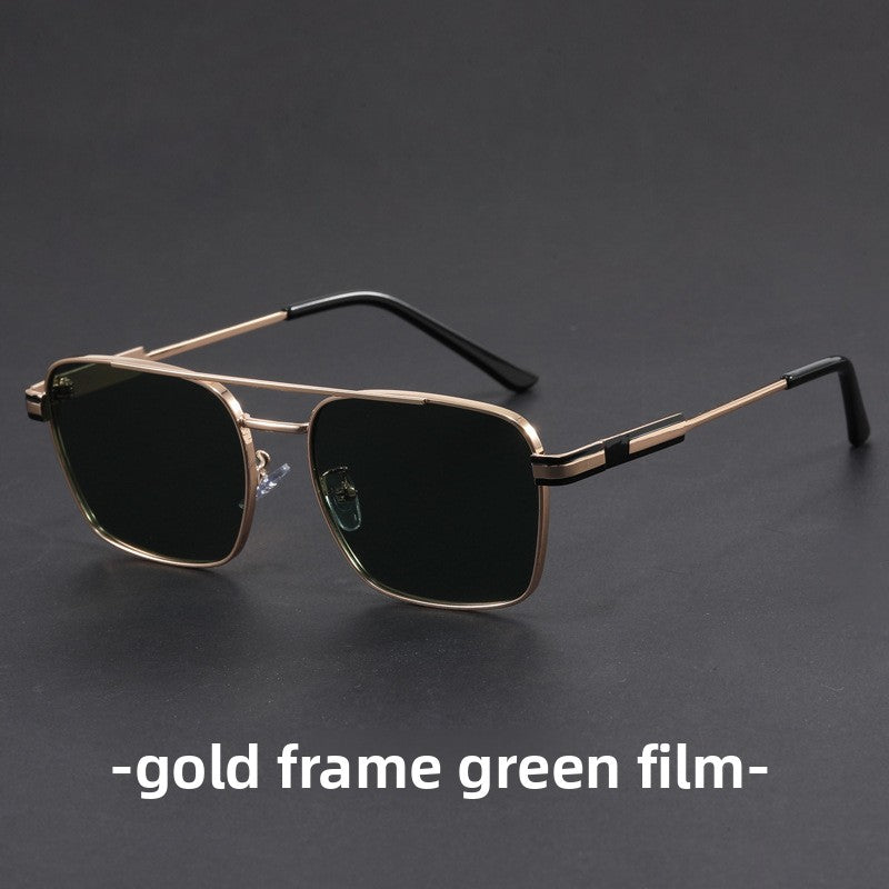 Retro Square Frame Metal Sunglasses