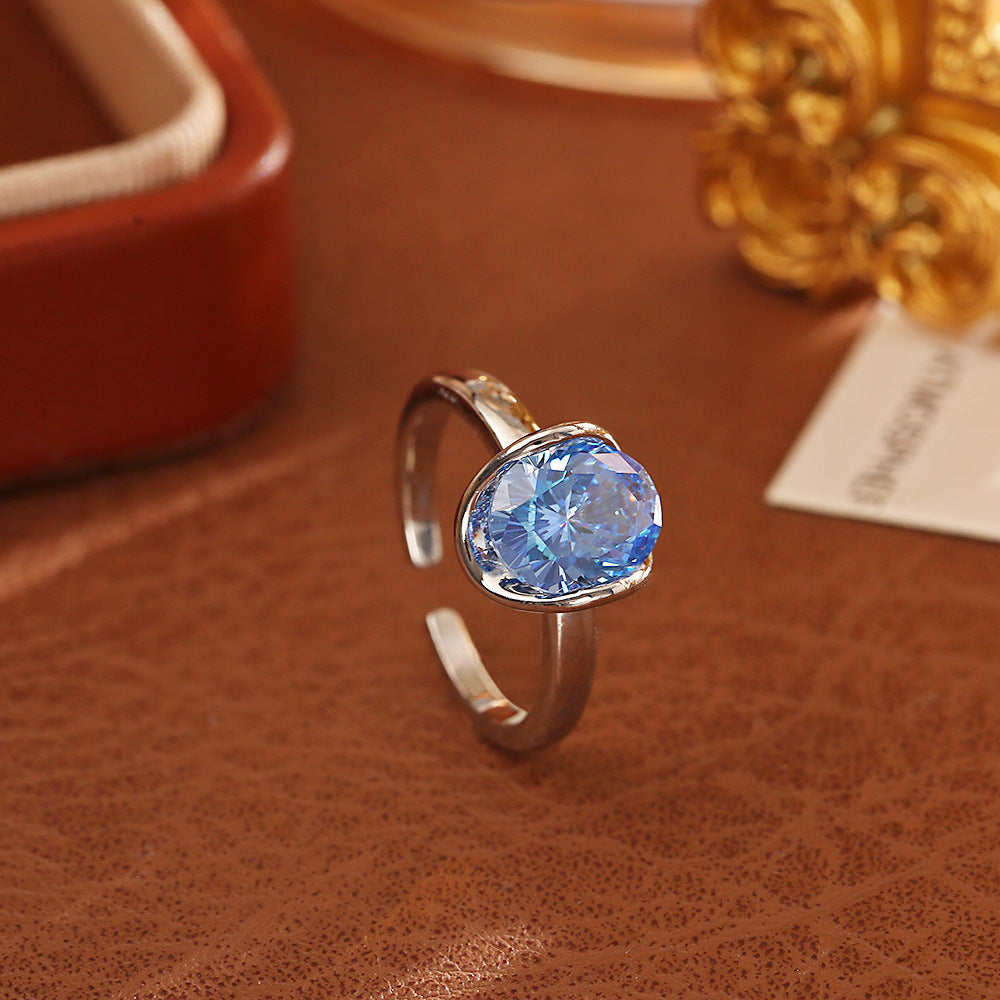 Blue Zircon Earrings Necklace Ring