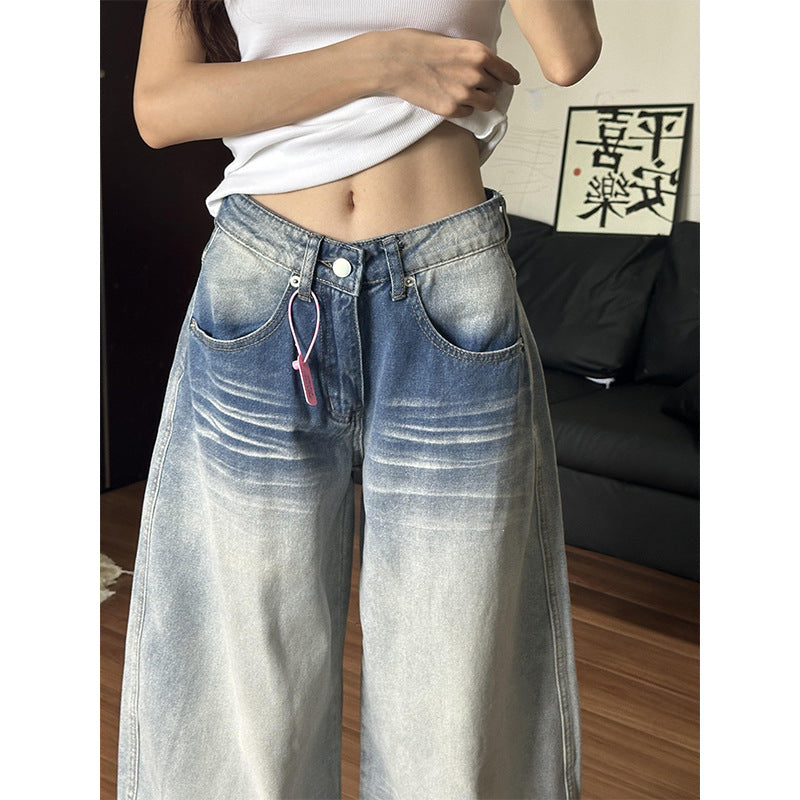 Vintage Washed Wide-Leg Denim Pants