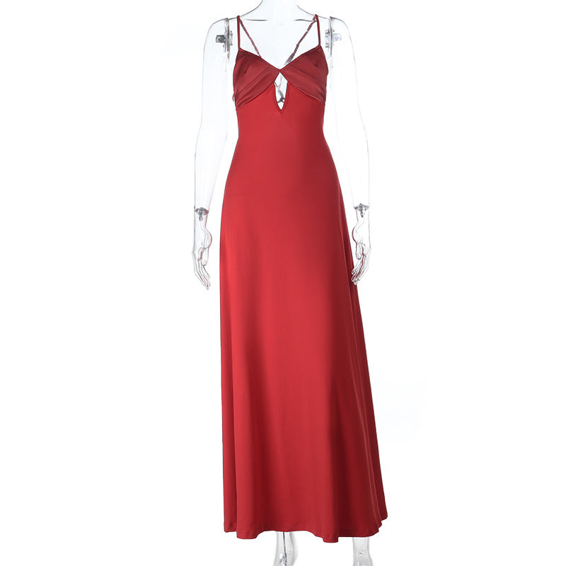 Sexy Backless Long Dress with Adjustable Straps