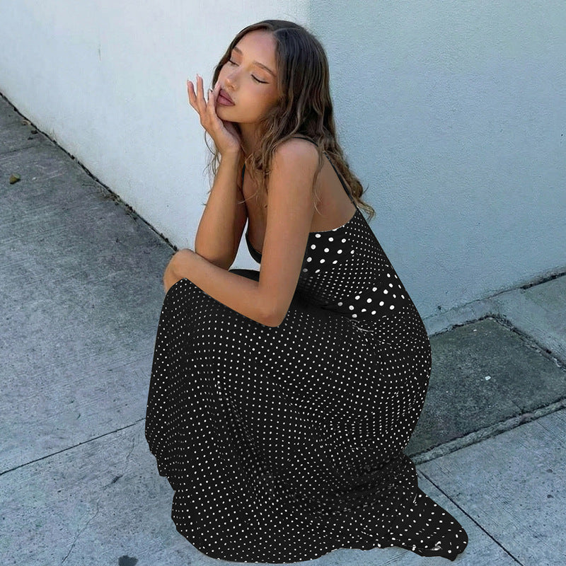 Women's Polka Dot Halter Neck Dress