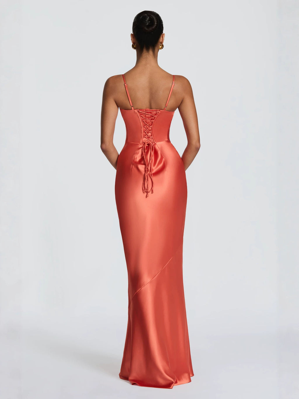 Elegant Satin Spaghetti Strap Mermaid Hem Long Dress