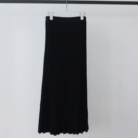 Ribbed Lined High Waist Wool Blend Skirt