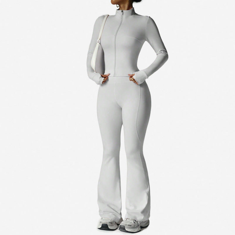 Women's Long Sleeve Yoga Set with Flared Pants