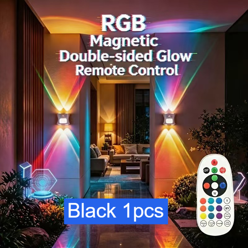 RGB Gradient Motion Sensor Rechargeable Magnetic Cat Eye Wall Lamp with Remote