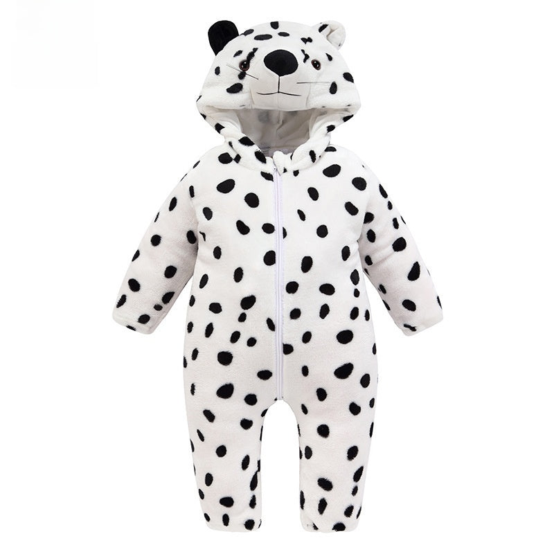 Children Flannel Romper with Animal Design
