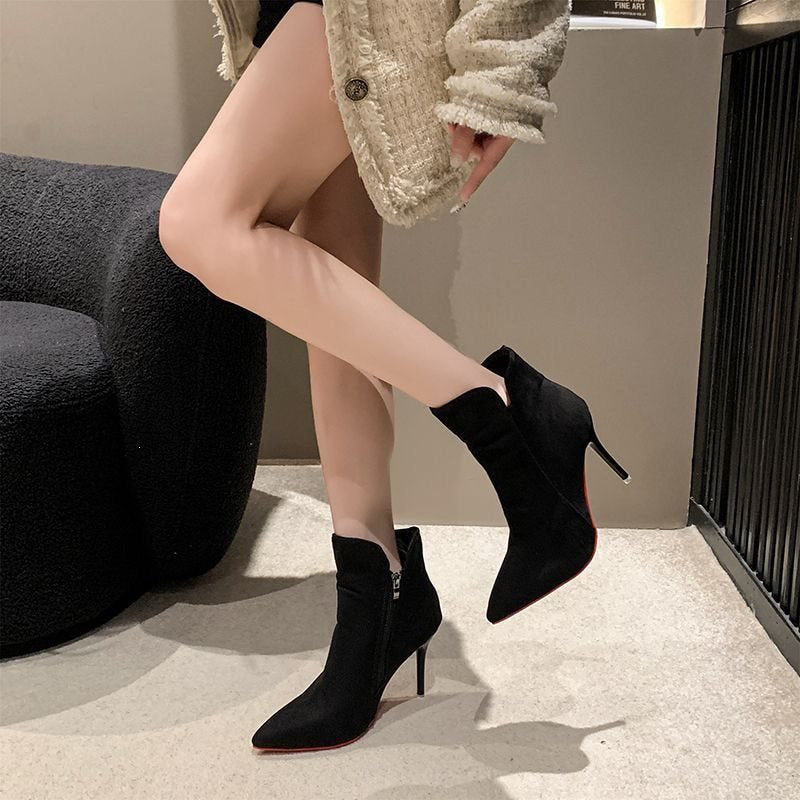 Womens Stiletto Ankle Boots with Red Sole
