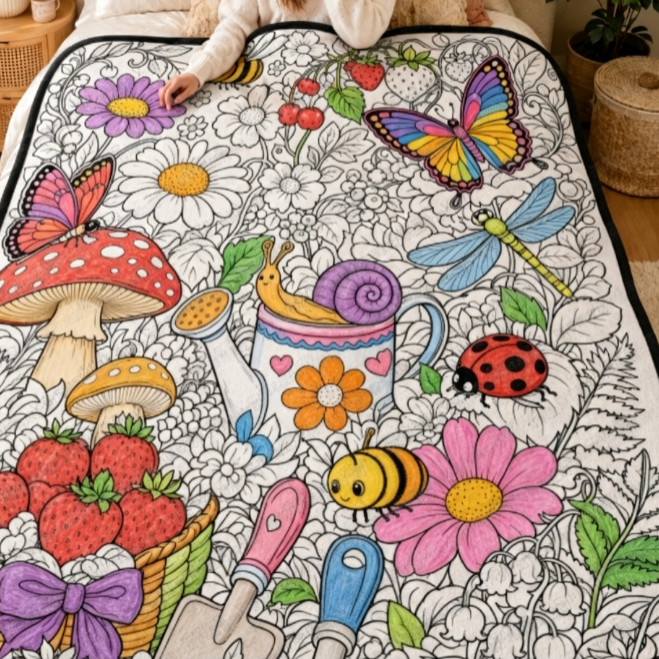 Black and white line-drawn graffiti rug