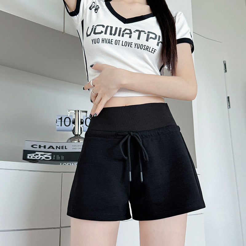 Womens High Waist Wide Leg Yoga Shorts