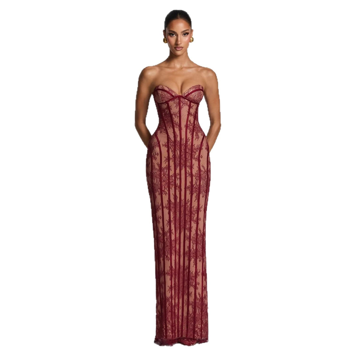 Womens Lace Bodycon Evening Dress