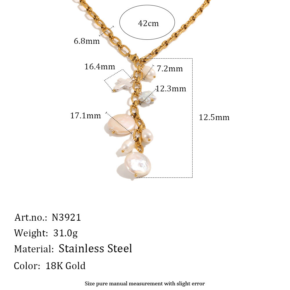 Vintage Geometric Pearl Tassel Necklace