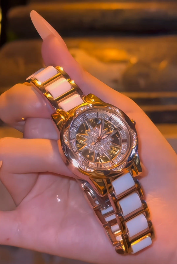 Sunflower Hollow Ceramic Ladies Watch