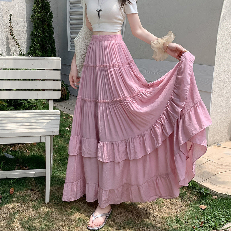 Ruffled wide-leg skirt or half-length dress