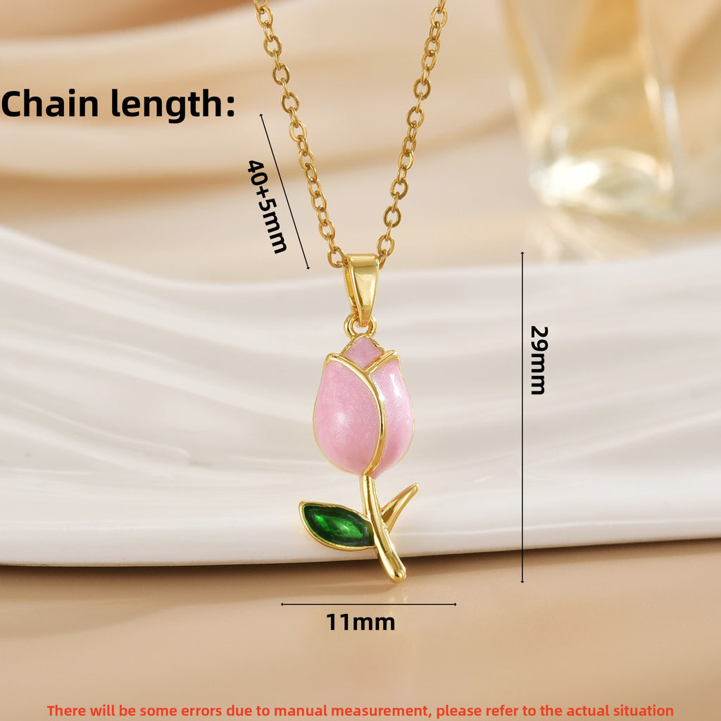 Tulip Flower Design Titanium Steel Necklace