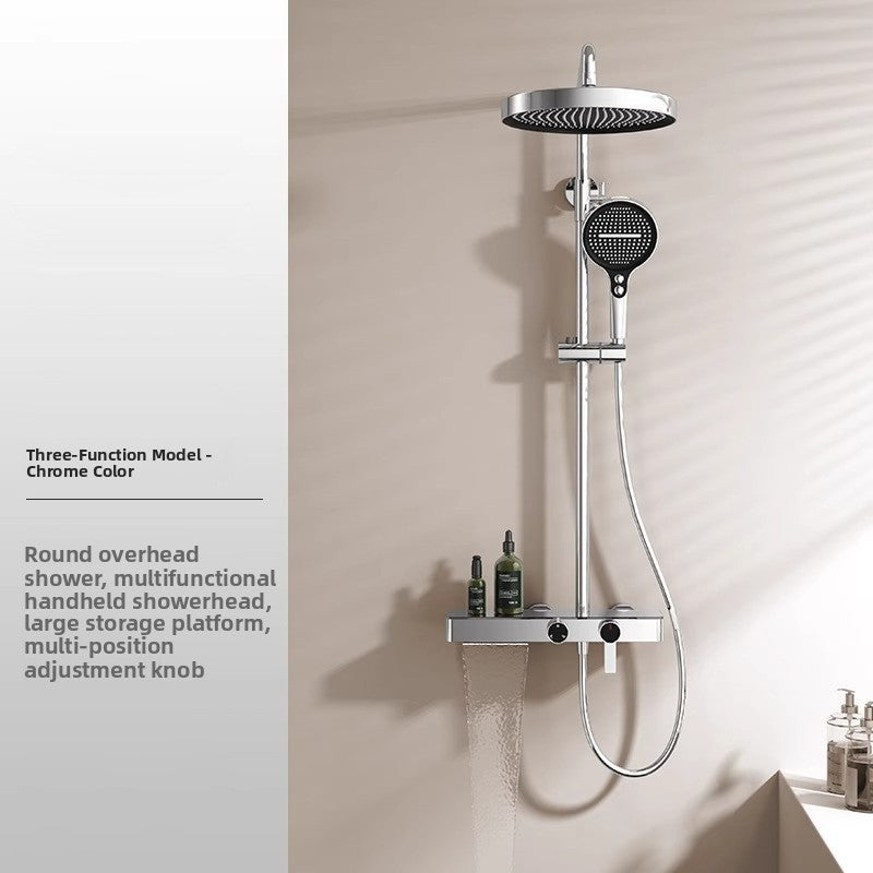 All-Copper Waterfall Pressurized Shower Set with Temperature Control
