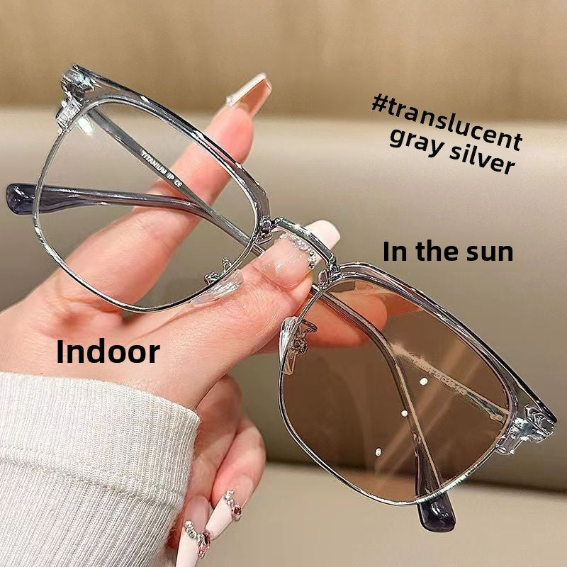 Photochromic Anti-Blue Light Half-Frame Sunglasses