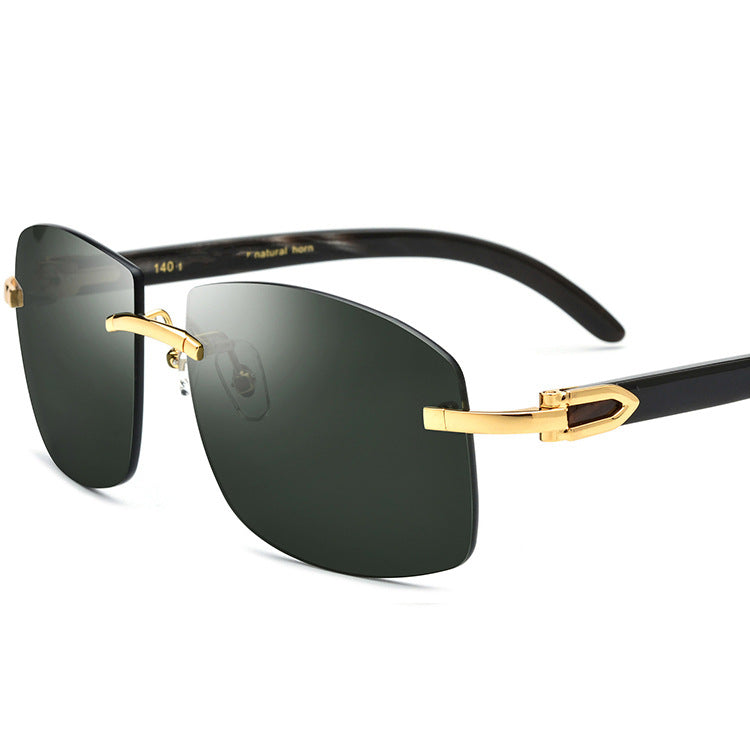 Black Horn Metal Frame Sunglasses