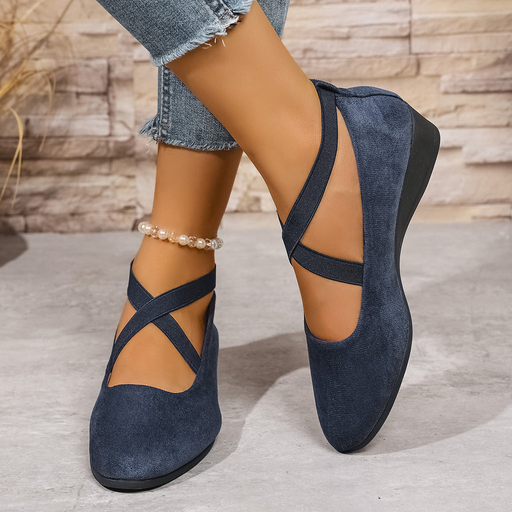 Women's Pointed Toe Suede Wedge Heel Casual Single Shoes