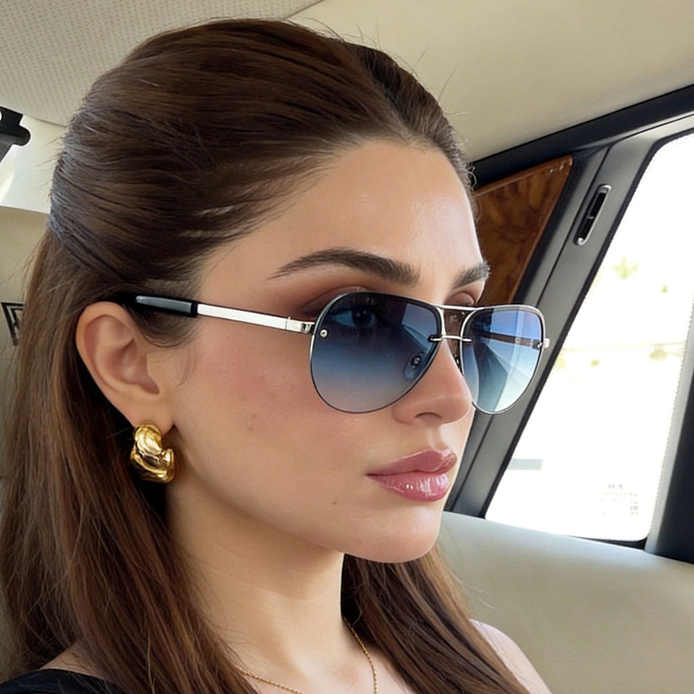Metal double-barrel pilot sunglasses