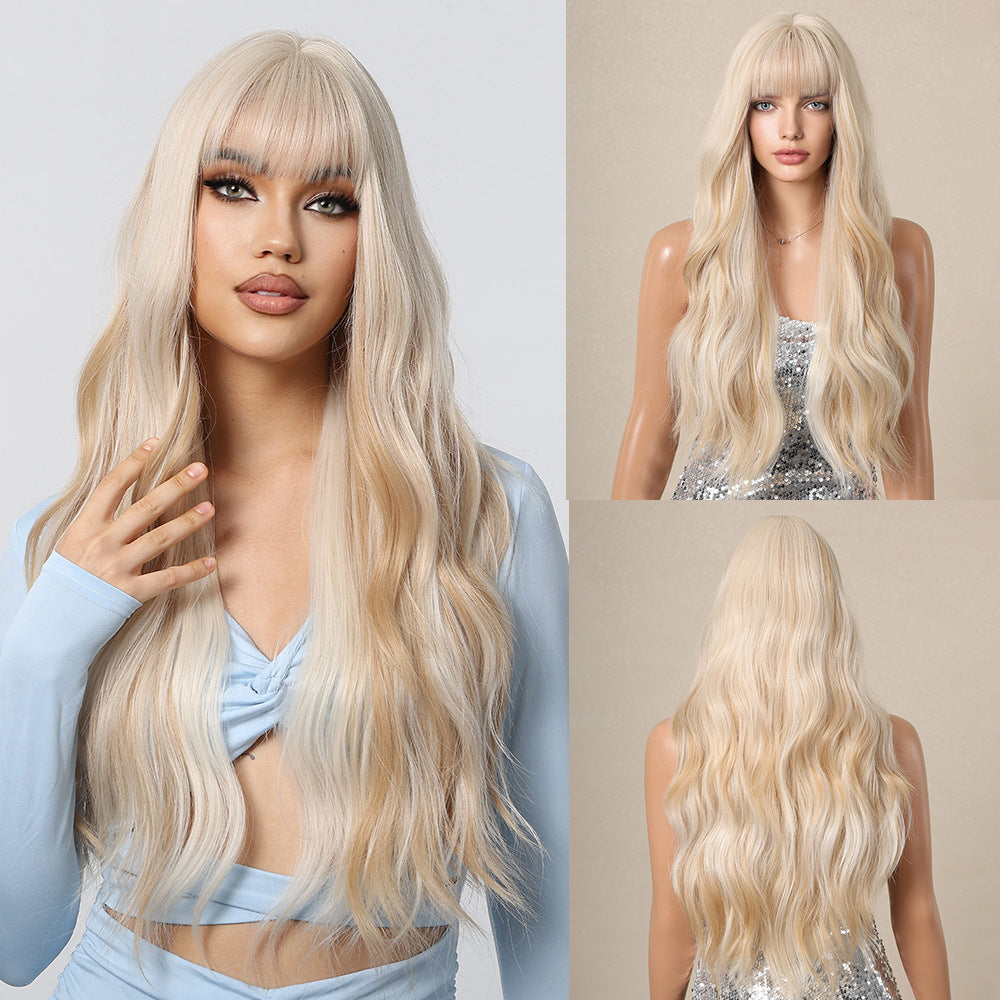 Long Curly Synthetic Hair Wig with Full Bangs