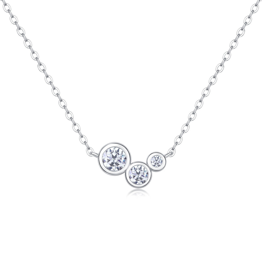 Sterling Silver Moissanite Geometric Pendant Necklace