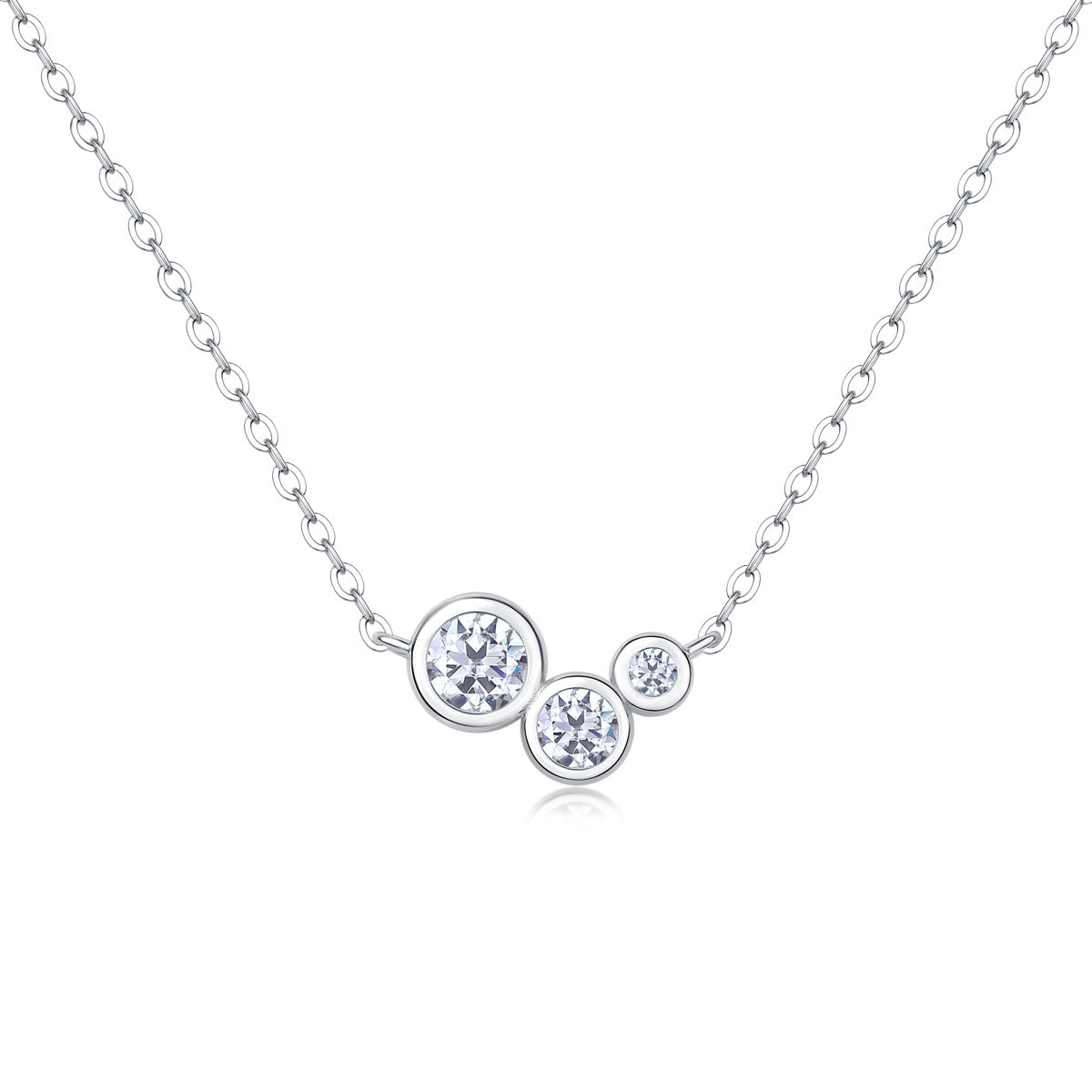 Sterling Silver Moissanite Geometric Pendant Necklace