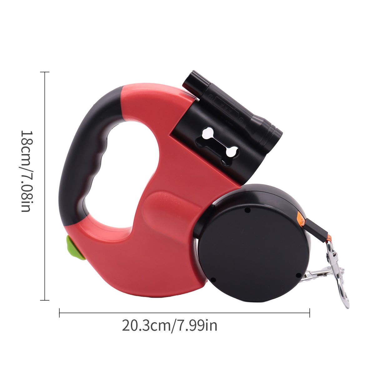 Automatic Retractable Dog Leash with Flashlight Dual-Head Nylon Pet Walking Rope