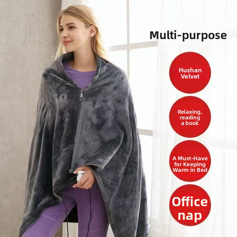 USB Heated Flannel Blanket Shawl