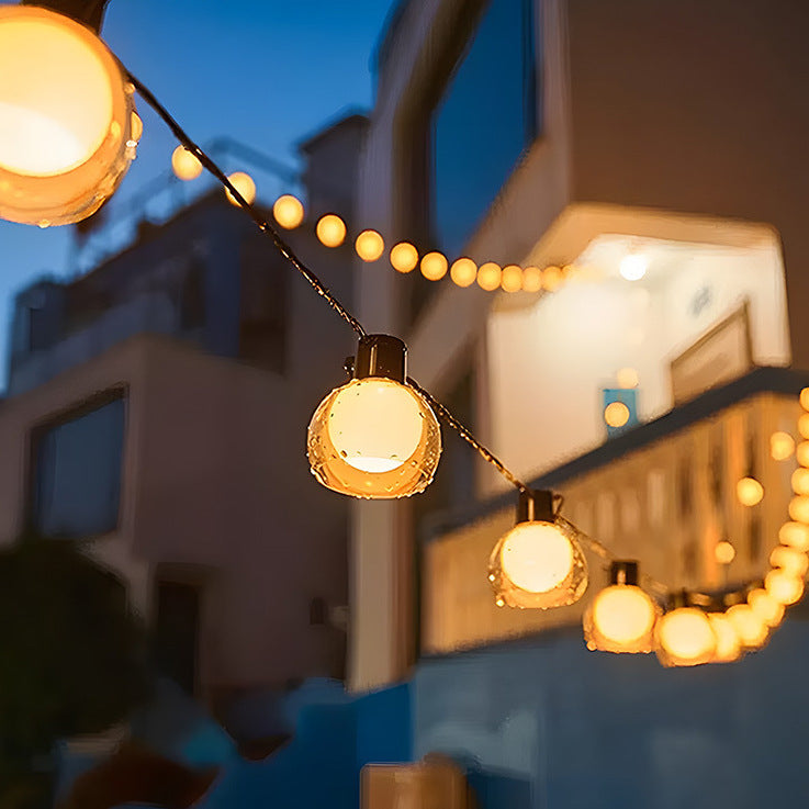 Tent canopy ambiance string lights for weddings