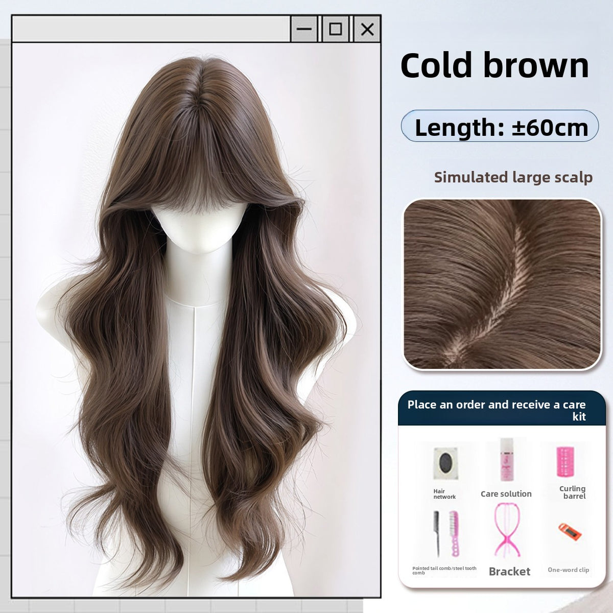 Long Wavy Wig with Bangs Korean Style