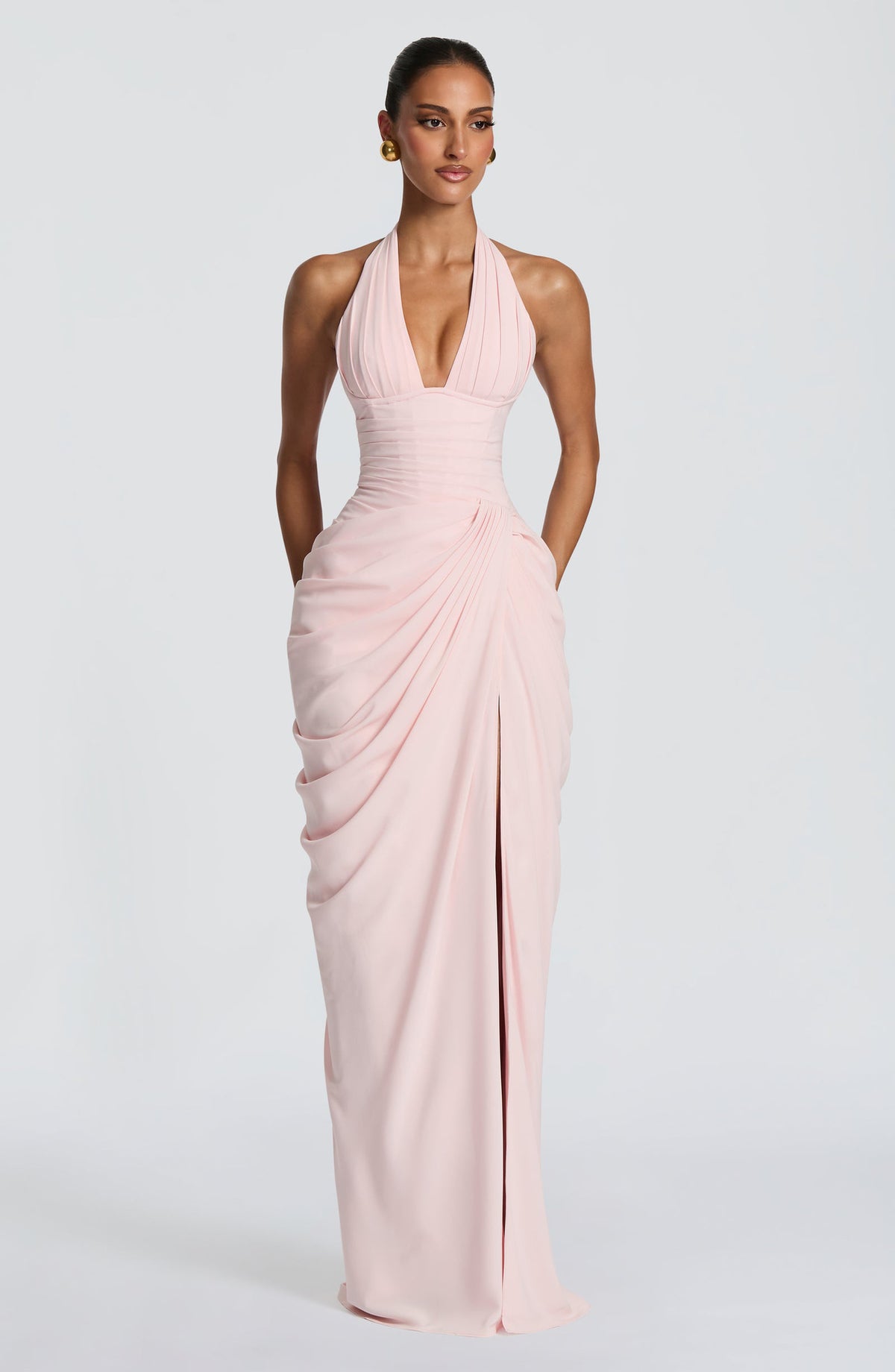 Elegant Halter Neck Evening Gown