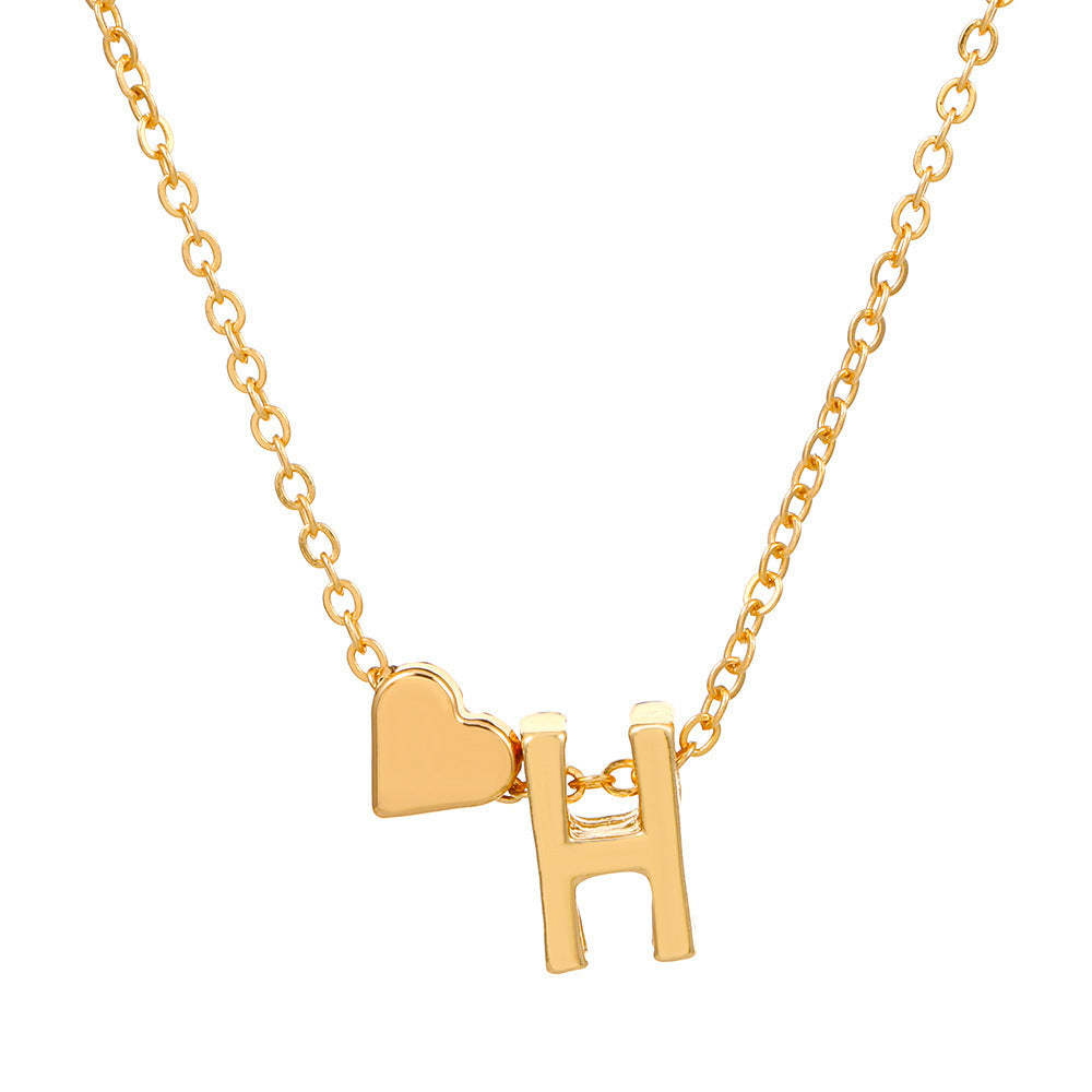 Heart Letter Necklace and Bracelet Set
